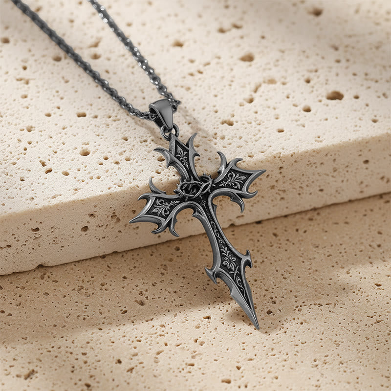 Crown of Thorns Gothic Cross Pendant Necklace
