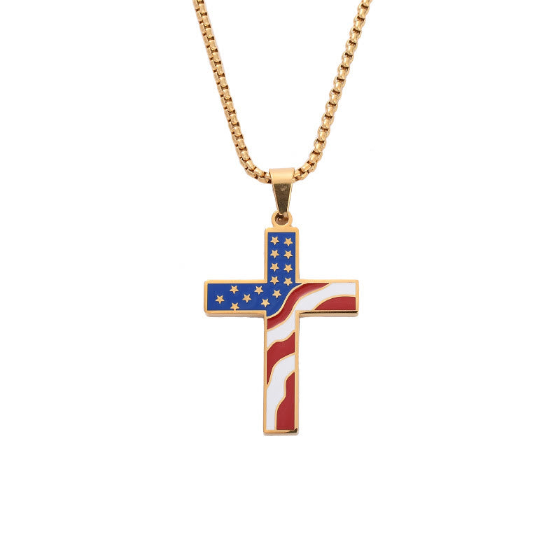 Colar Cruz com bandeira