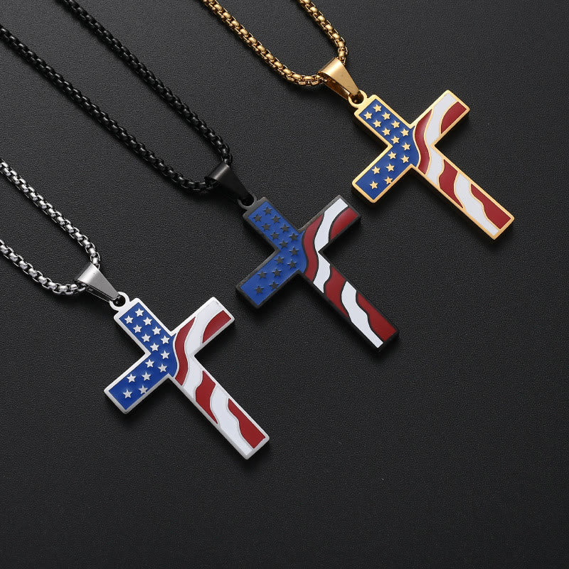 Colar Cruz com bandeira