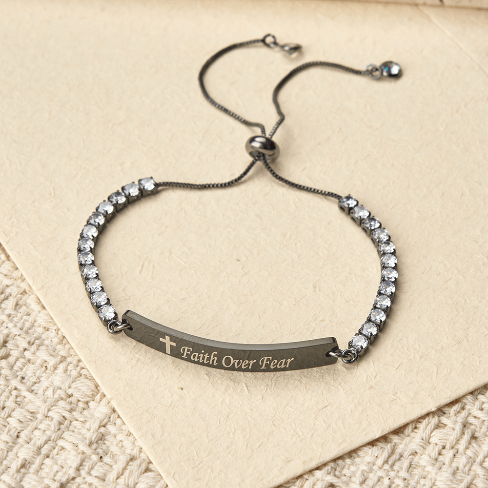 Four-Color Metal with Engraved Faith Over Fear Bracelet