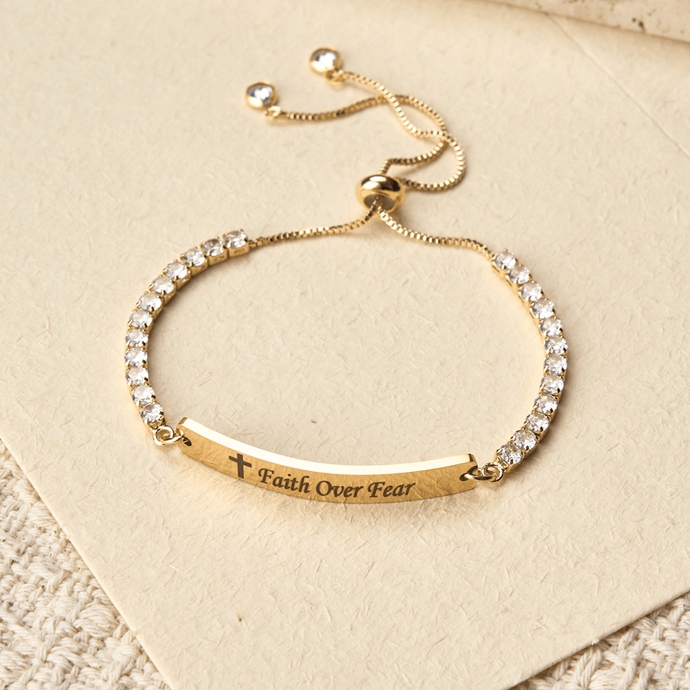 Four-Color Metal with Engraved Faith Over Fear Bracelet