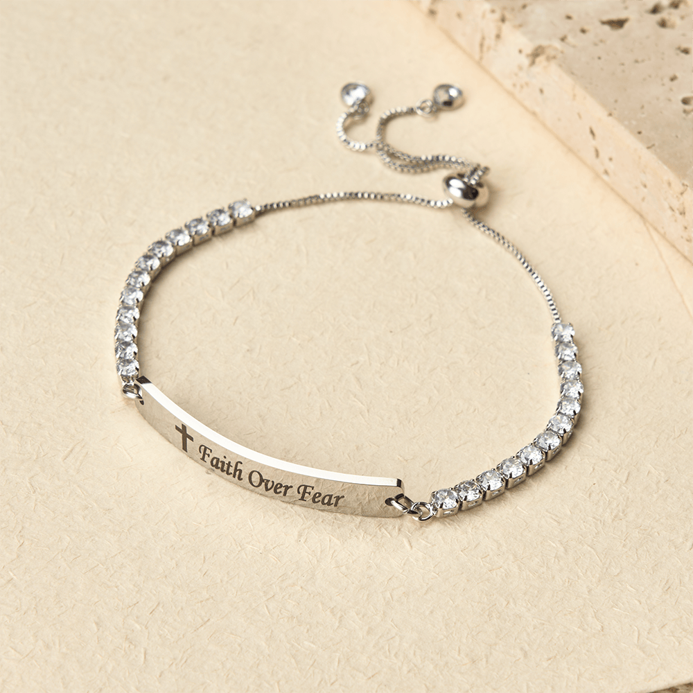 Four-Color Metal with Engraved Faith Over Fear Bracelet