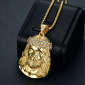 Jesus Head Pendant Necklace with Crown of Thorns and Zircon Accents