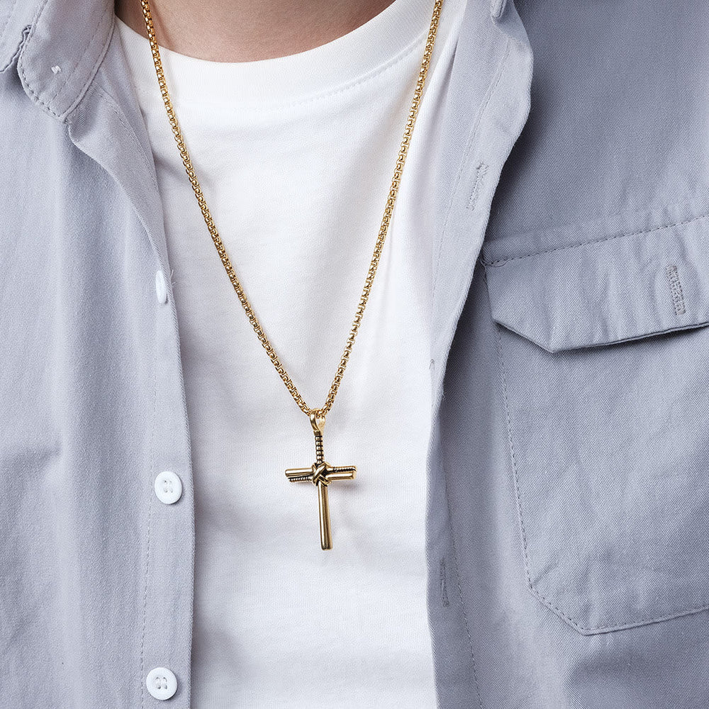 Minimal Wrapped Cross Pendant Necklace