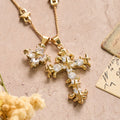 Star Accent Stone Inlaid Double Cross Layered Necklace