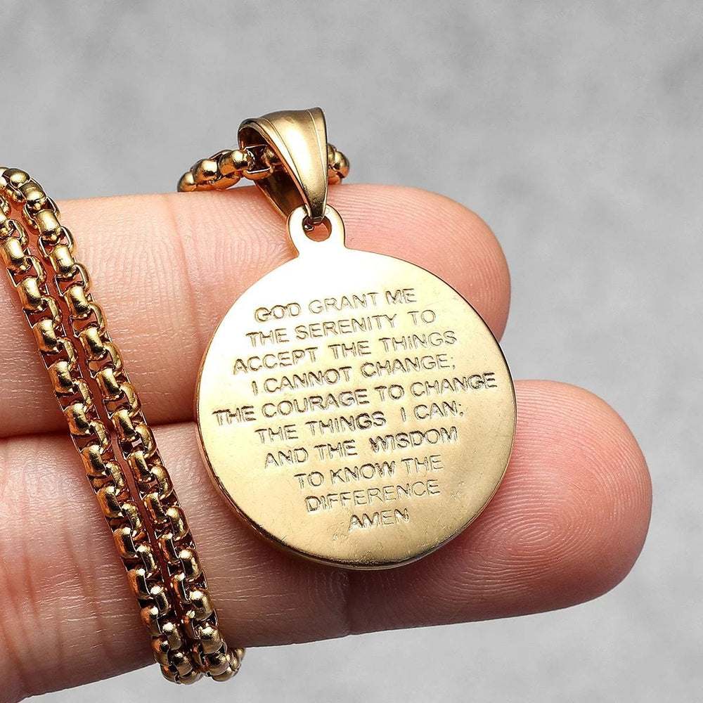 Crown Of Thorns Jesus Portrait Round Medal Box Chain Necklace