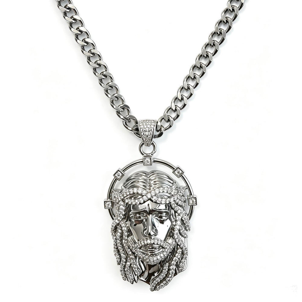 Colar Santa Face de Jesus em detalhes de strass