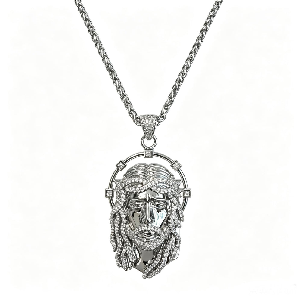 Colar Santa Face de Jesus em detalhes de strass