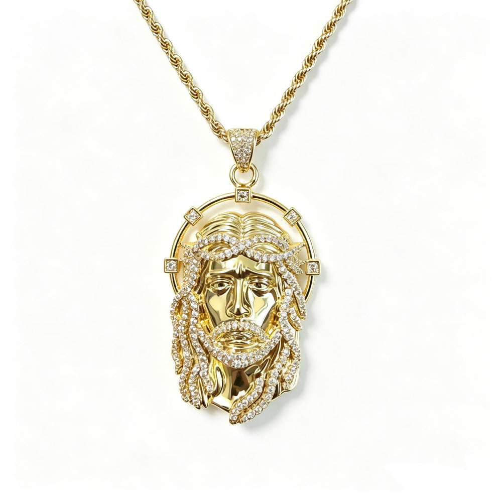 Colar Santa Face de Jesus em detalhes de strass