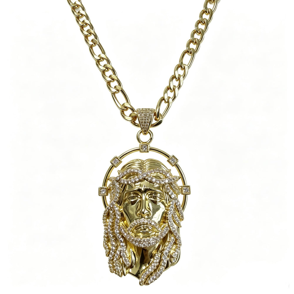 Colar Santa Face de Jesus em detalhes de strass