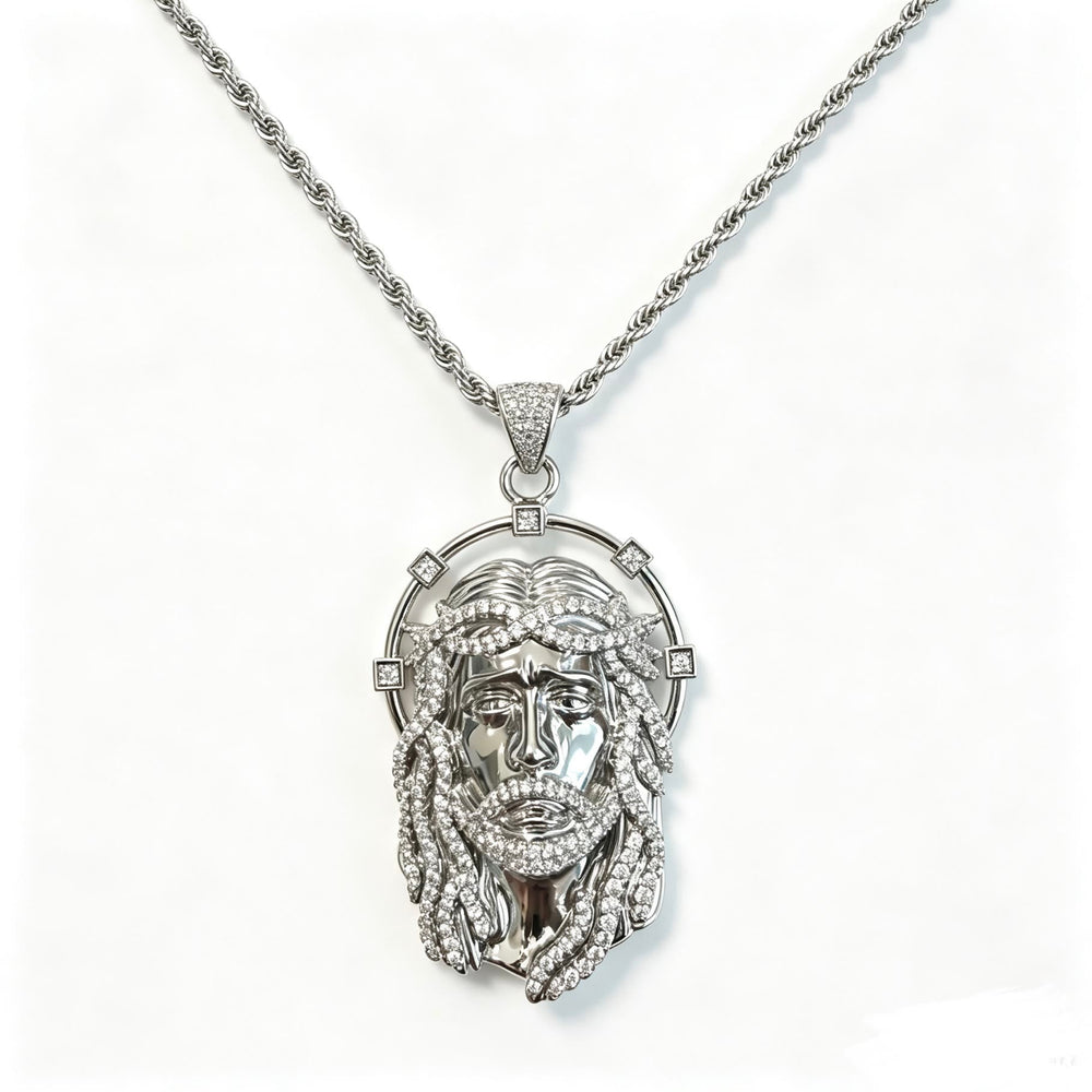 Colar Santa Face de Jesus em detalhes de strass