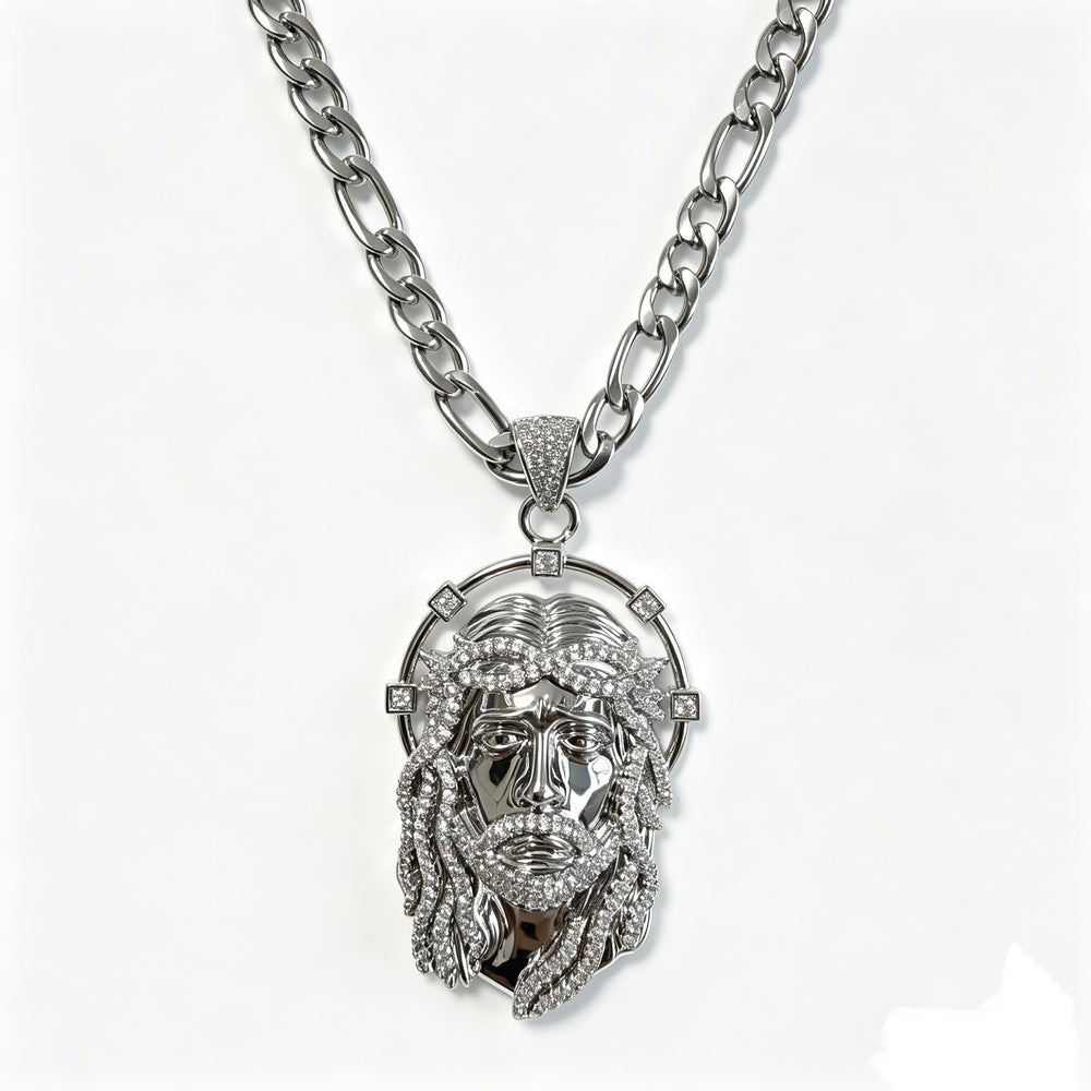 Colar Santa Face de Jesus em detalhes de strass