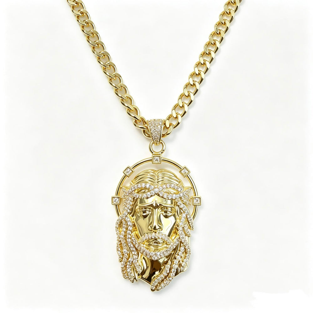 Colar Santa Face de Jesus em detalhes de strass