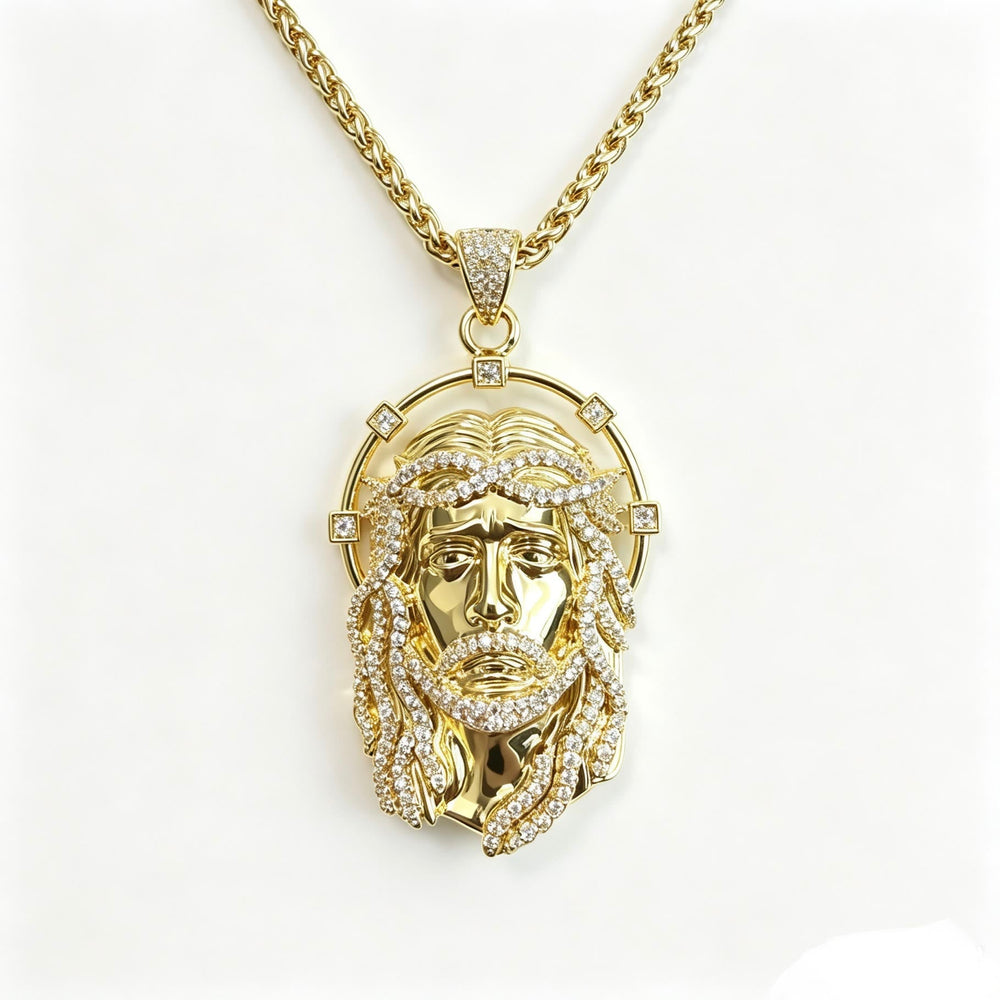 Colar Santa Face de Jesus em detalhes de strass