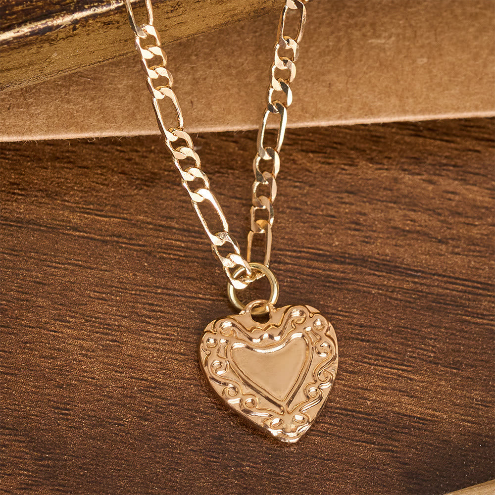 Vintage Layered Jeweled Cross & Pearl Heart Chain Necklace