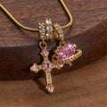 Whimsical Heart Planet & Jeweled Cross Necklace
