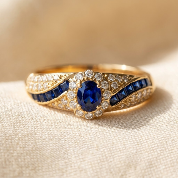 Calíope Blue Stone Cluster Band Ring | Gold