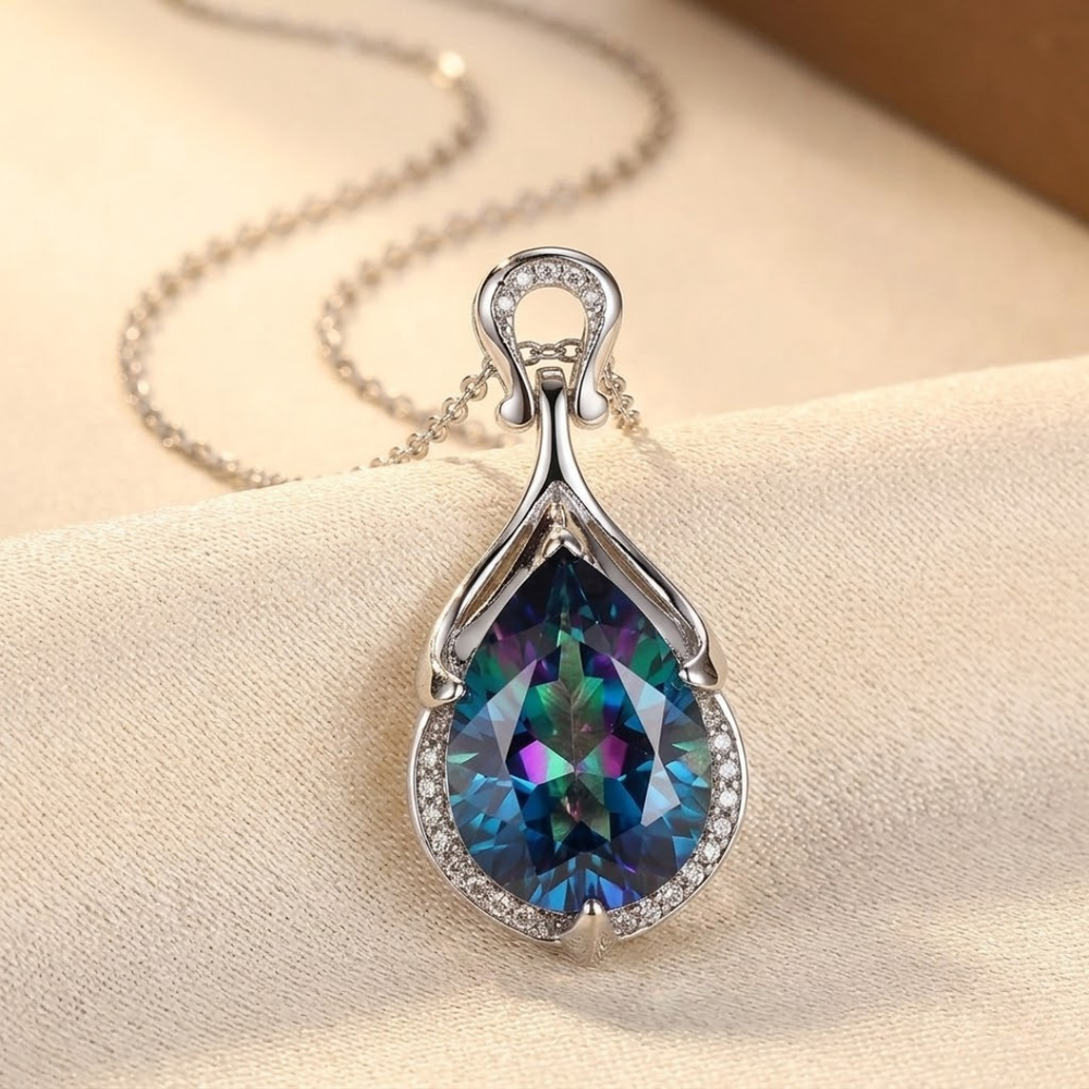 Arlete Teardrop Stone Necklace | Silver