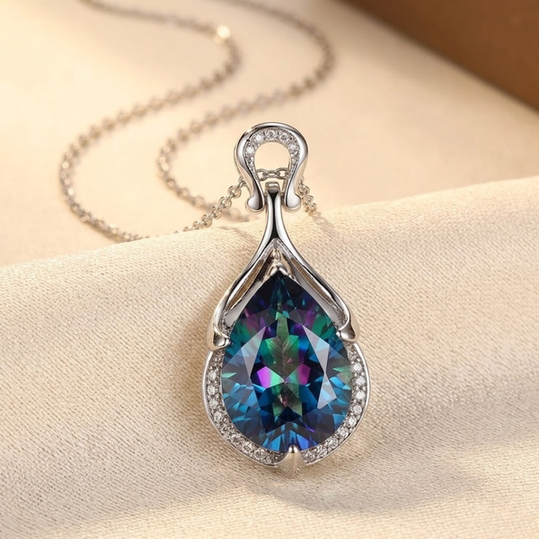Arlete Teardrop Stone Necklace | Silver
