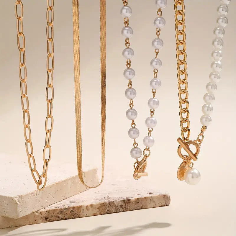 Conjunto de Colares Larissa Efeito Pérola | Dourado