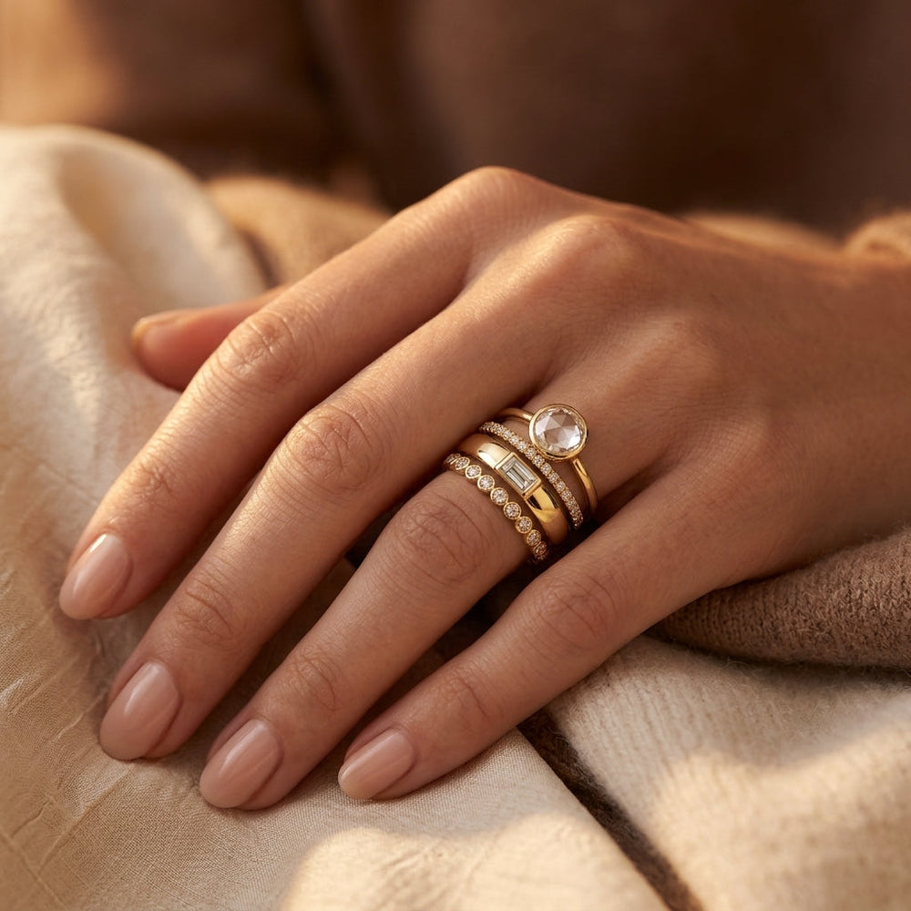 Quitéria Stacked Bezel Ring Set | Gold