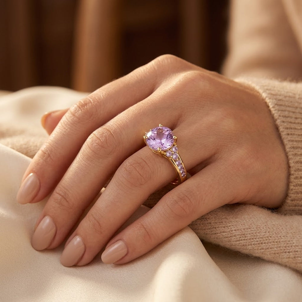 Leonor Purple Stone Cluster Ring | Gold
