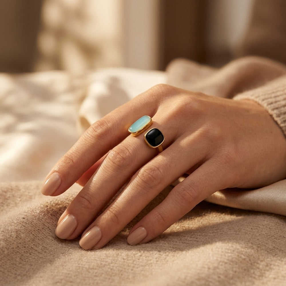 Darci Two Stone Open Ring | Gold
