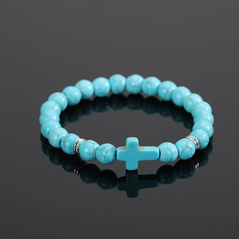 Pulseira Cruz de Turquesa Redondo