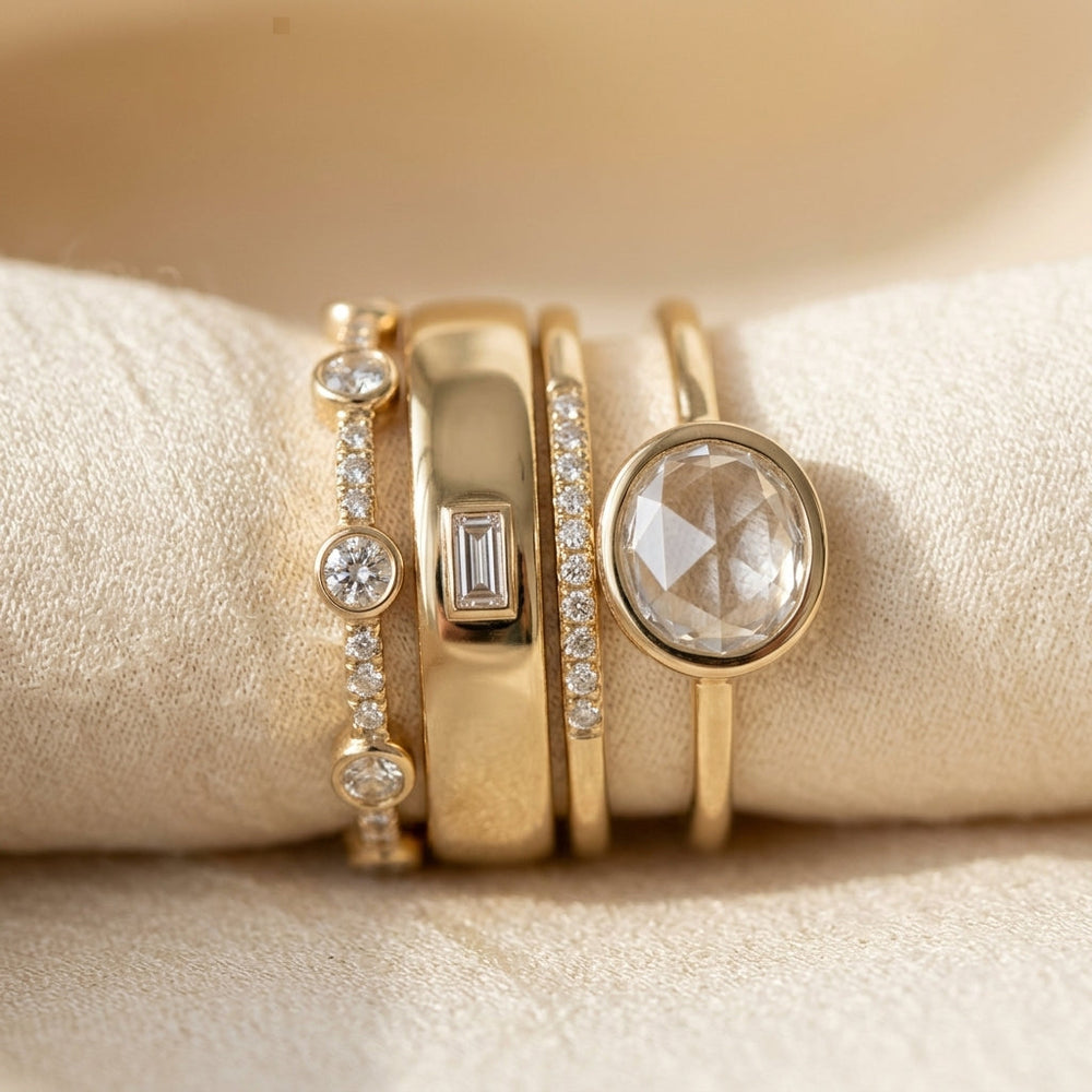 Quitéria Stacked Bezel Ring Set | Gold