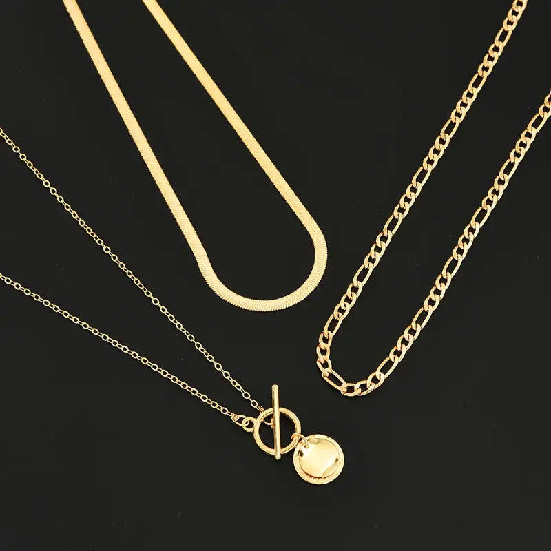 Colar Diana Camadas Medalha Texturizada | Dourado