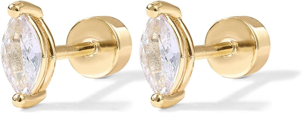 Lorena Marquise Stud Earrings | Gold