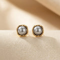 Paola Gray Pearl Stud Earrings | Gold