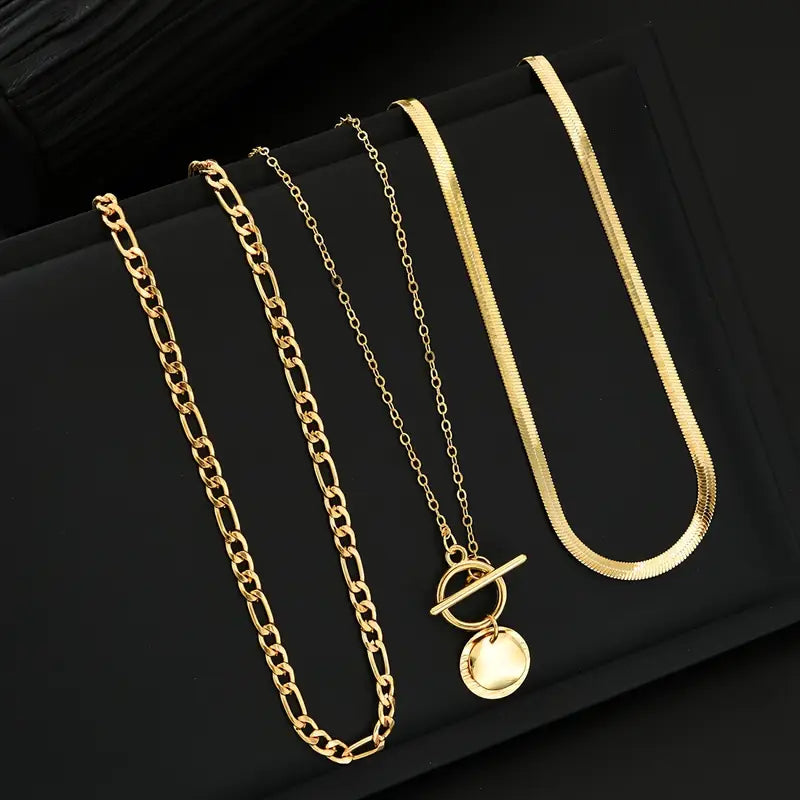 Colar Diana Camadas Medalha Texturizada | Dourado