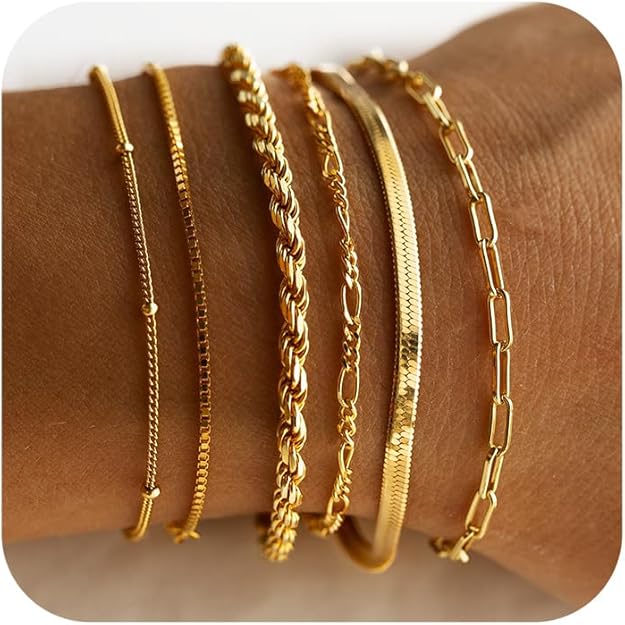 Conjunto de Pulseiras Eduarda Correntes Finas | Dourado
