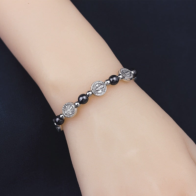 Bracelete Medalha de São Bento escurecido