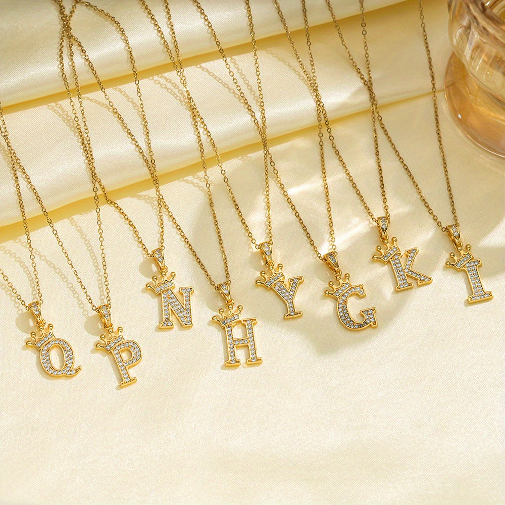Colar Suzana Letra com Coroa | Dourado