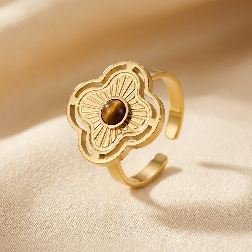 Anel Djanira Floral Aberto | Dourado