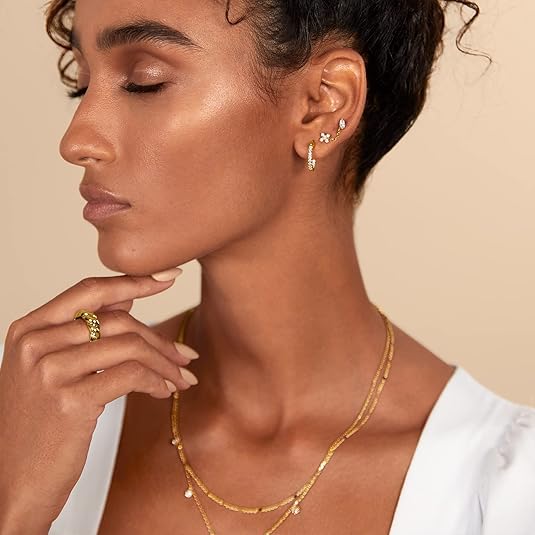 Lorena Marquise Stud Earrings | Gold