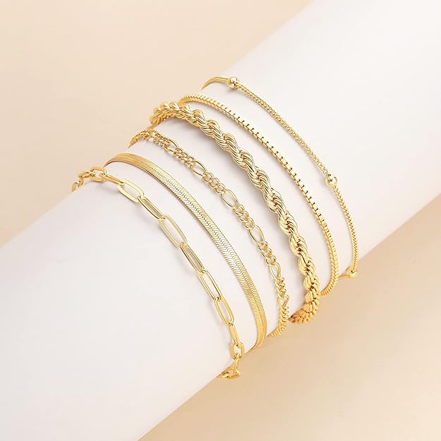 Conjunto de Pulseiras Eduarda Correntes Finas | Dourado