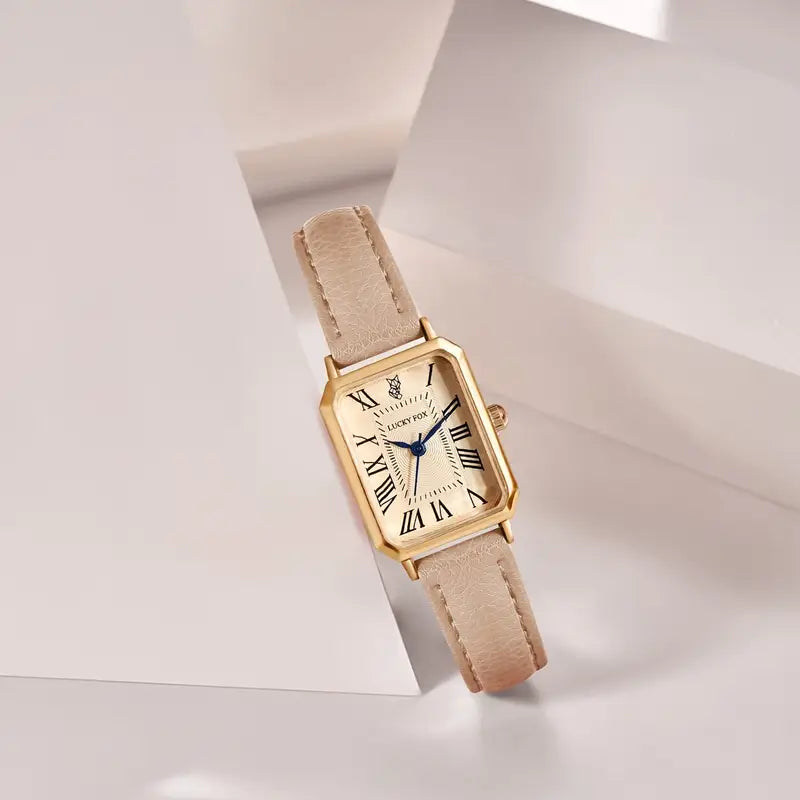 Relógio Júlia Retangular Numerais Romanos | Dourado