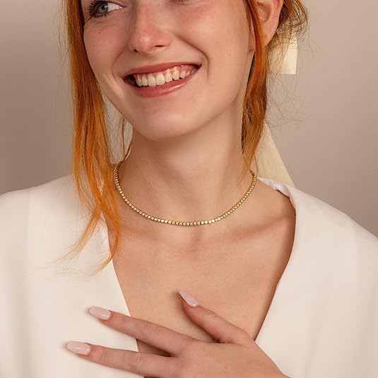 Clarice Tennis Necklace | Gold