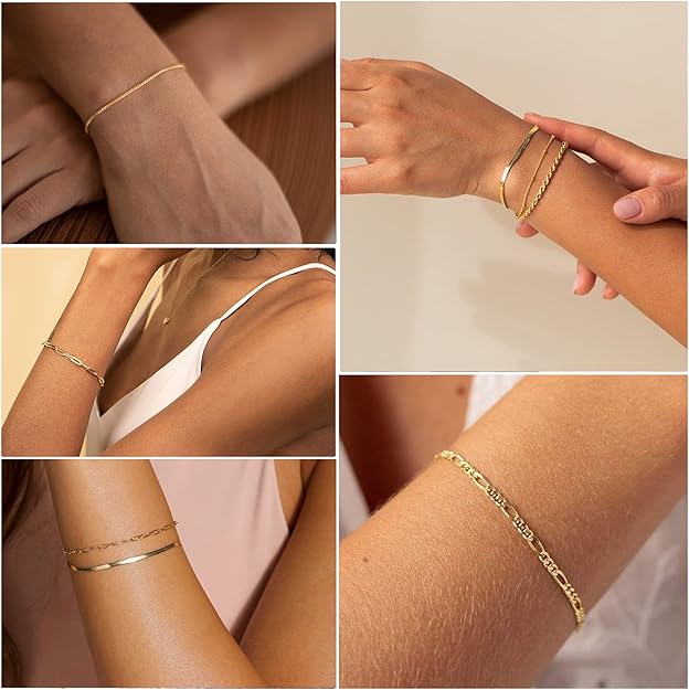 Conjunto de Pulseiras Eduarda Correntes Finas | Dourado