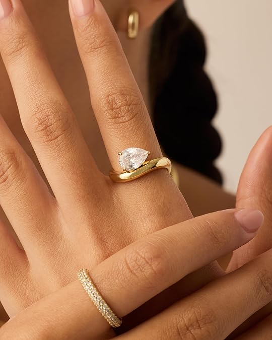 Anel Lara Pedra Gota Ondulado | Dourado
