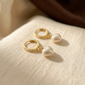 Angelina Pearl-Look Heart Huggie Earrings | Gold