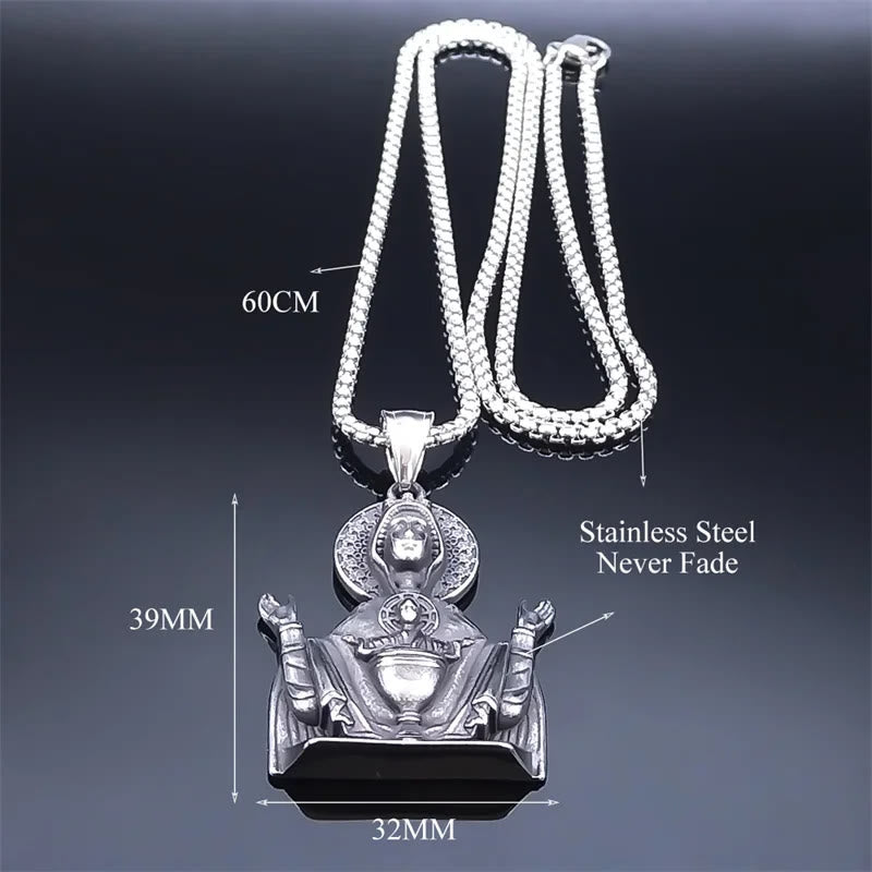 Colar Nossa Senhora com Medalha em Aço Inoxidável Vintage