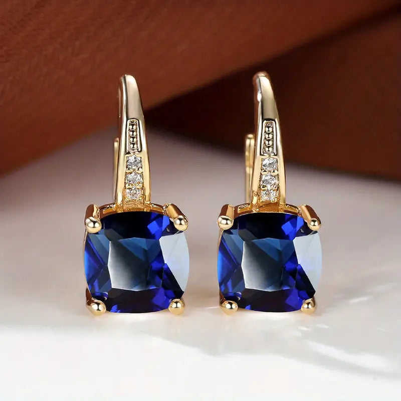 Camila Square Stone Hoop Earrings | Gold