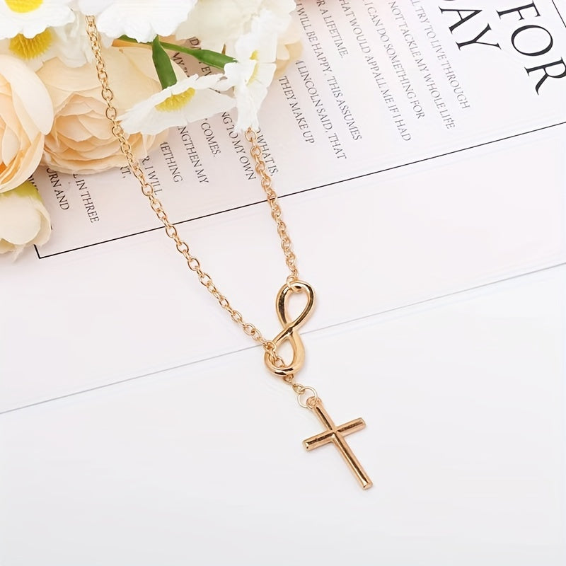 Colar Zuleica Cruz e Infinito Gravata | Dourado