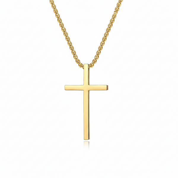 Bezel Cross Necklace | Gold