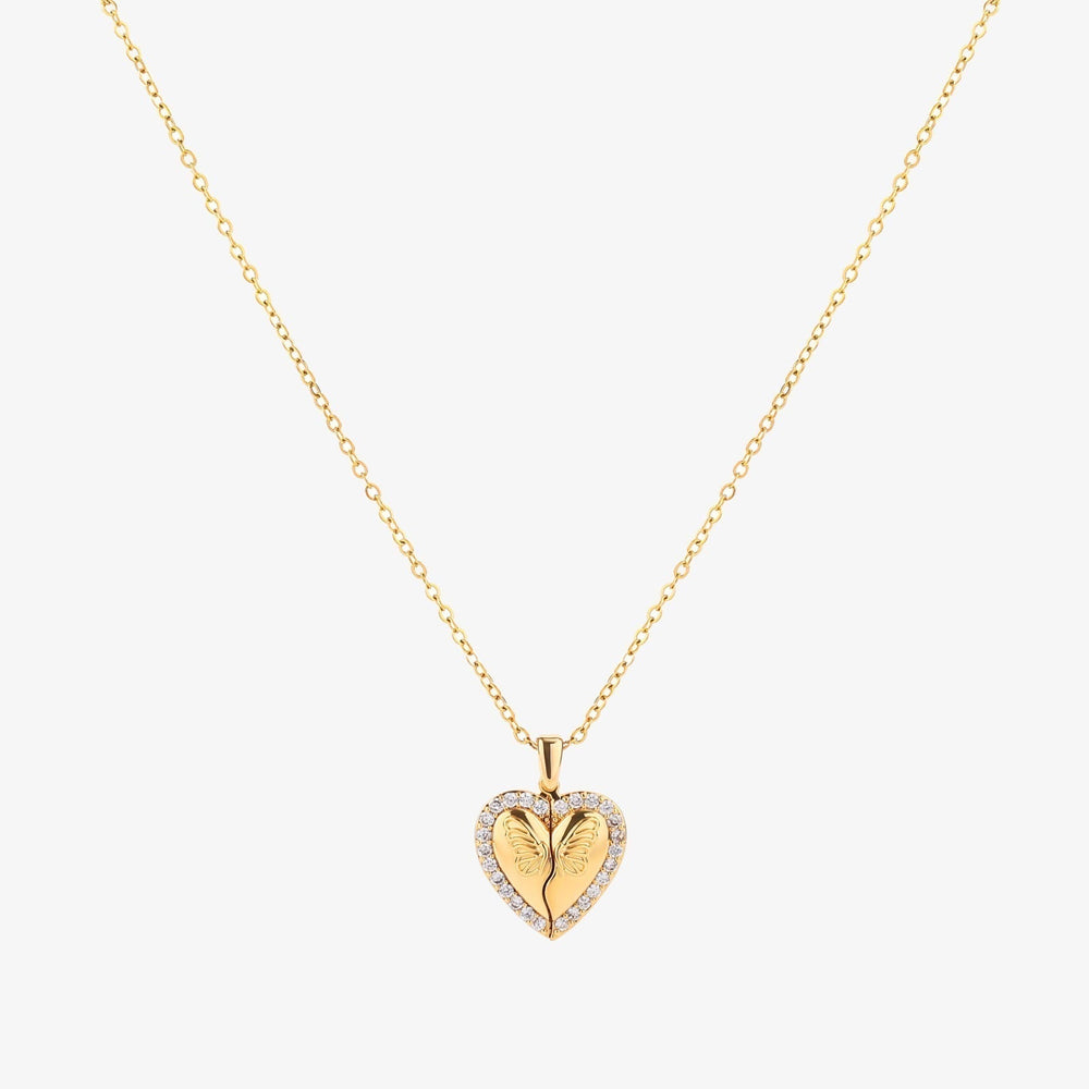 Colar Coração Borboleta | Dourado