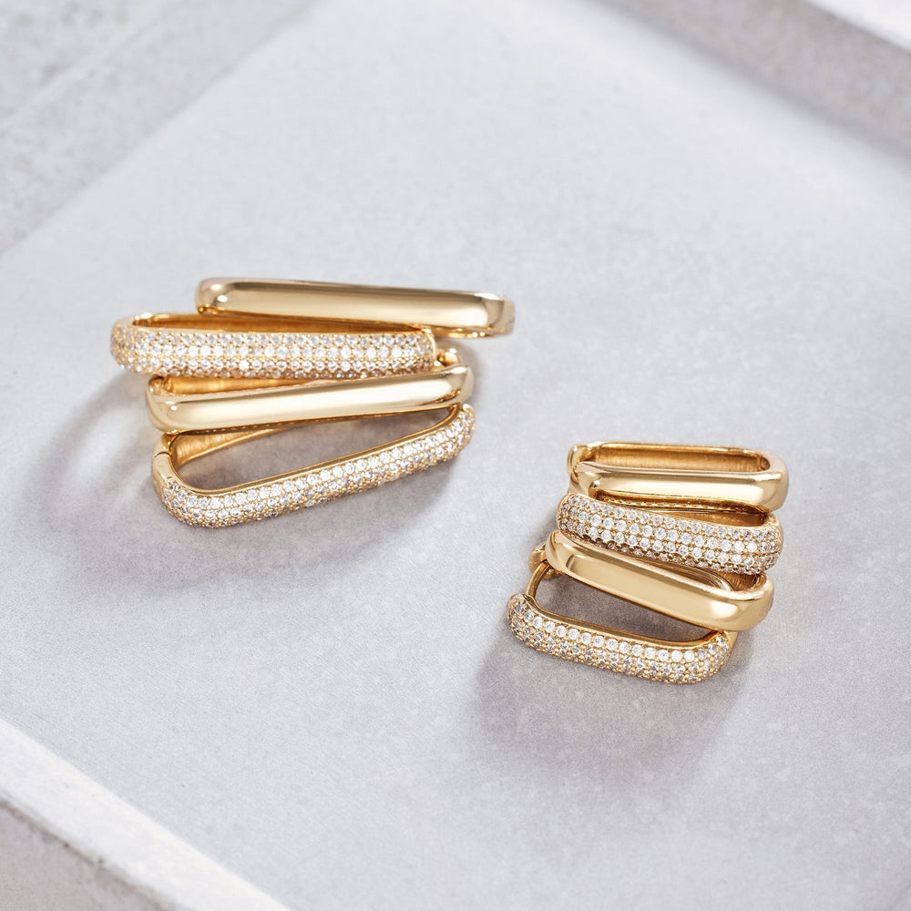 Brinco Argola Mel Retangular | Dourado
